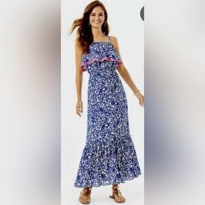 Lilly Pulitzer Blue and Pink Maxi Dress new with tag